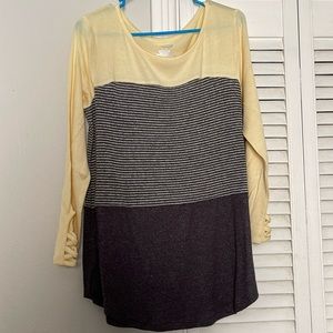 Yellow and gray long sleeve Maurice’s shirt